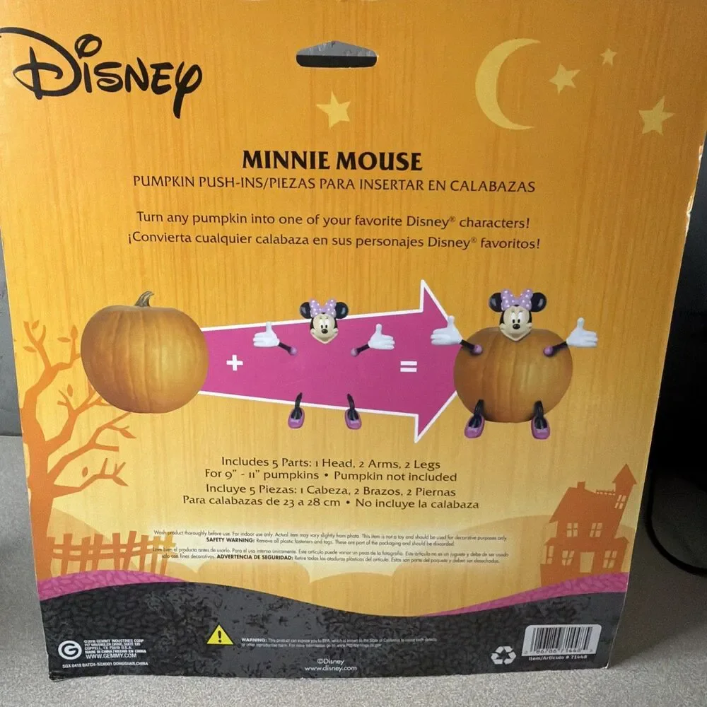 Disney Minnie Mouse Halloween Pumpkin Push-In Decorations, Set of 5 Pieces Nip